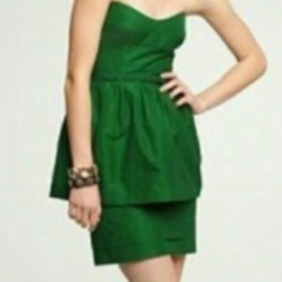 J.Crew Peplum Mini Dress Womens 4 Green Corset Sweetheart Neckline Spring Party - Picture 1 of 10